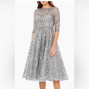 Mac Duggal Silver Elbow Length A Line Dress. Size 4. Brand new.